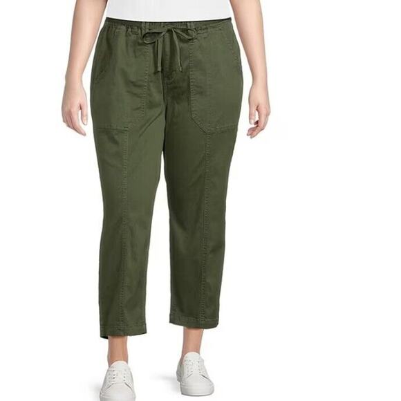 Nurture by Westbound Mid Rise Utility Pants 20WS Olive Green Paper Bag Straight - Picture 1 of 9